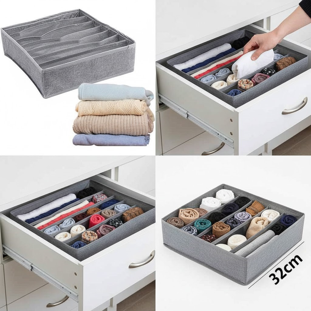 منظم ملابس داخلية 7 خلايا | 7-Cell Underwear Organizer